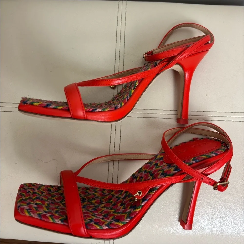 Coach Women's Kaia Leather Sandal In Red Orange Size 6 NWOT